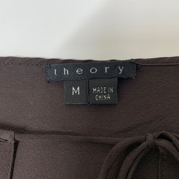 THEORY Black Long Sleeve Sheer Silk Blouse Medium - Picture 3 of 9